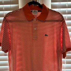 Lacoste Men's Orange/White Striped Polo